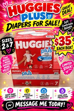 Huggies+plus diapers for sale
