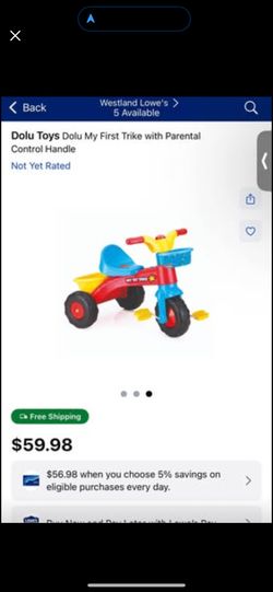 Toddler Trike with Parental Control Handle - Open box condition- brand new