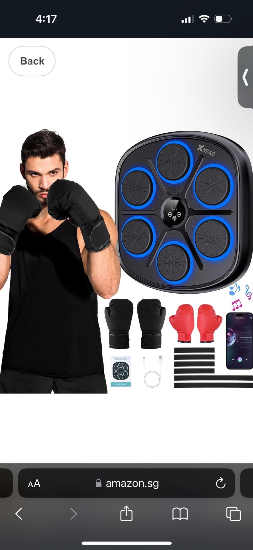 Music Boxing Machine with Wall Mount, Bluetooth Boxing Machine with Boxing Gloves, and Intelligent Training Features - Home and Gym Electronic Trainin