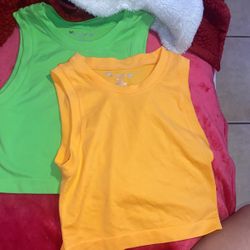 2 neon small/ medium crop tops