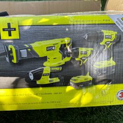 Ryobi 18V Combo Kit , Drill,impact,reciprocating Saw,flashlight 
