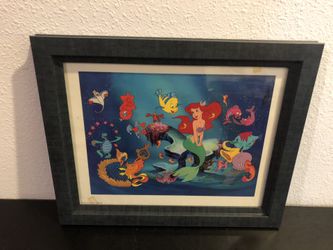 Disney little mermaid lithograph framed picture 16 1/2” x 13 1/2”