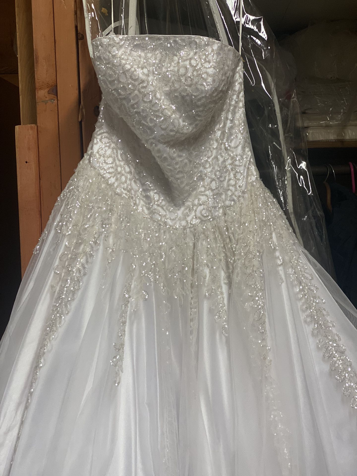 Sparkly white ballgown dress size 10