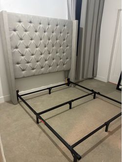 Tufted queen headboard and frame