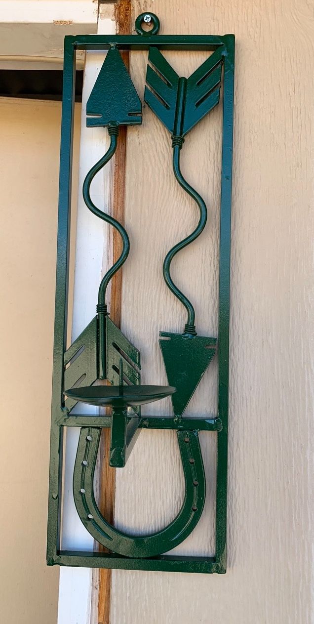 Wrought Iron Wall Hanging SW Candle Holder.