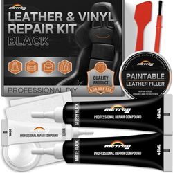 Black Leather Repair Kit for Car Interior, Car Seats, Steering Wheel, Leather Seat Repair Kit for Cars, Dashboard, Console, Easily Restores Faux, Arti