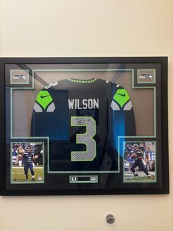 Russell Wilson Signed Framed Seattle Seahawks Jersey