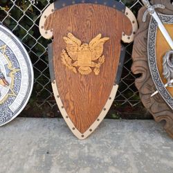 Artistic wood carving shield