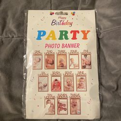 Happy birthday party photo banner brand new in pink