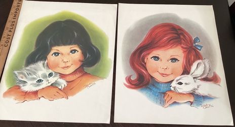 VINTAGE LOT OF 4 IRENE CHARLES GIRL PRINTS GREAT CLEAN ASKING $20 FOR ALL