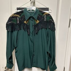 Western Style Fringed Blouse, Medium