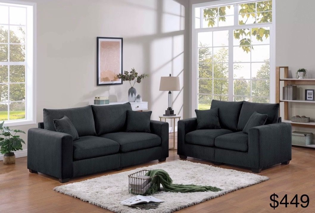2 Pc Corduroy Sofa And Loveseat Set