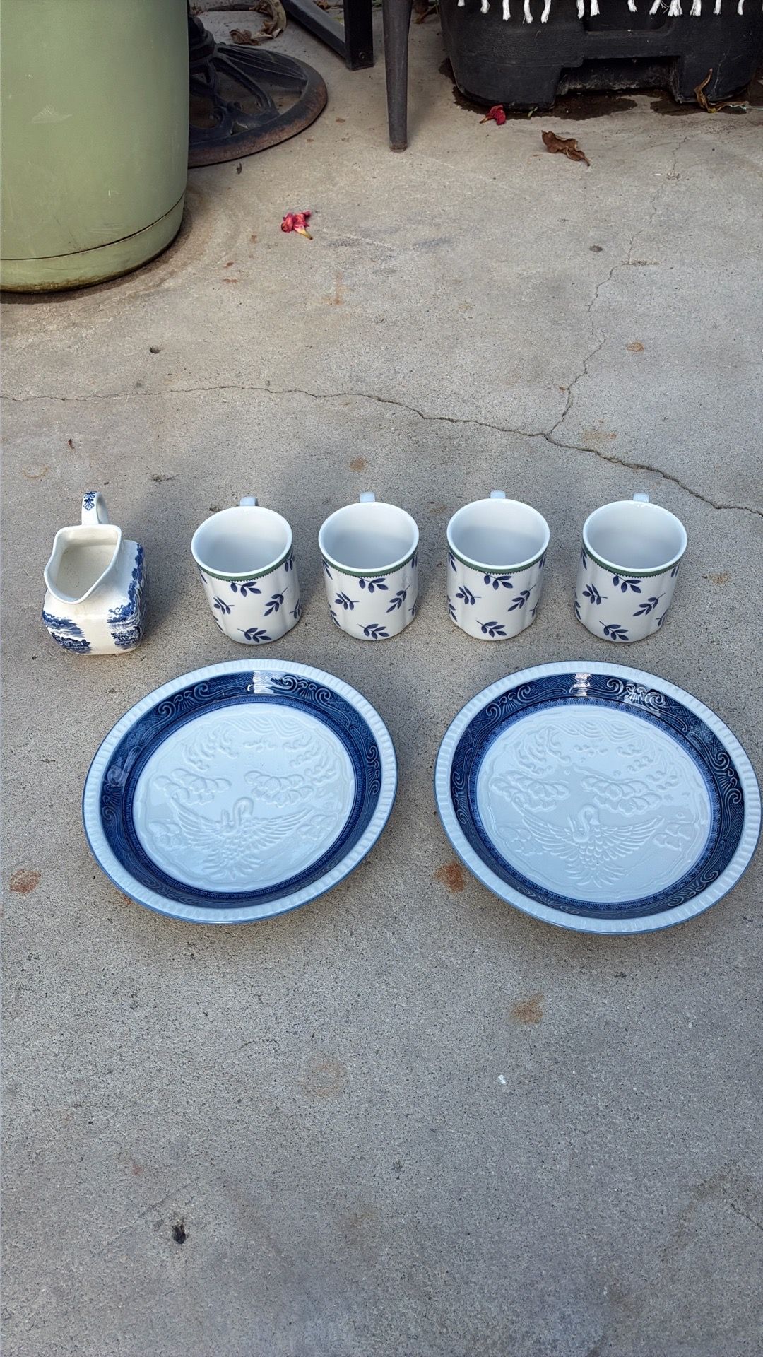 Vintage Blue White Ceramic Asian Wedgewood Villeroy and Boch Plates Mugs Creamer Price Inclusive