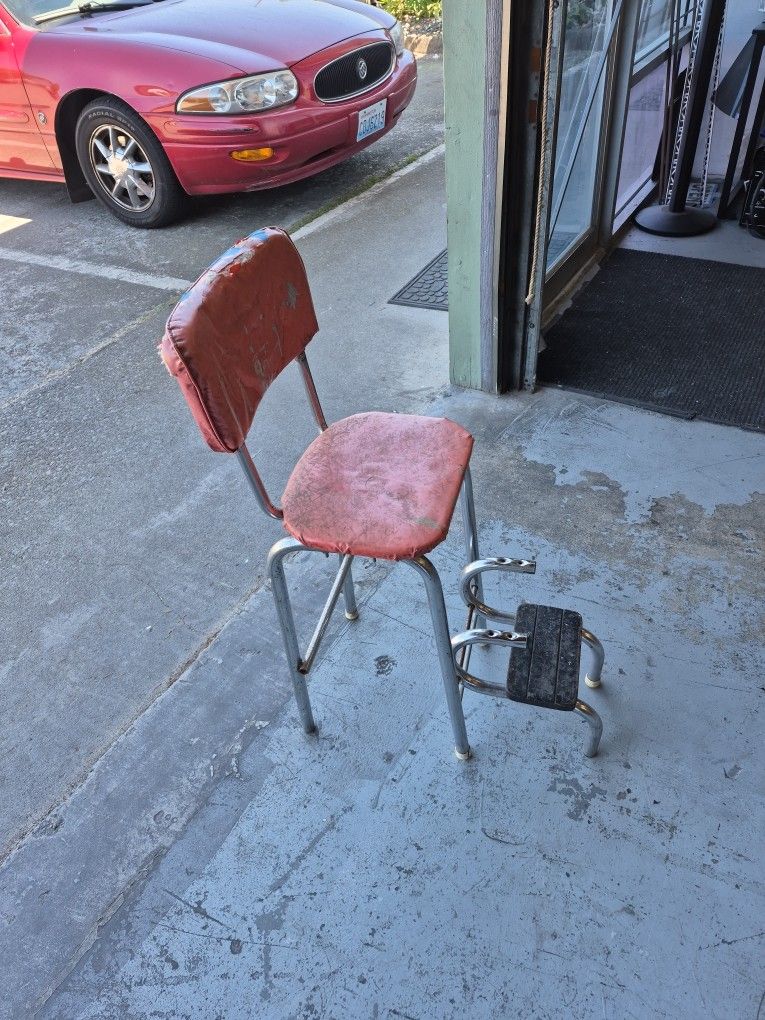 Antique Chair With Attached Footstool