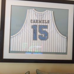 Carmelo Anthony Sign Frame Jersey With JSA Certificate Of Authenticity