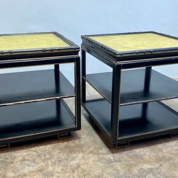 Mid-Century Black Lacquer Side Tables, Pair