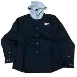 AIRWALK Black Twill Hooded Shirt Jacket Kids 18 Long Sleeve Casual Streetwear