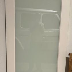 80''H Full-Lite Frosted Glass And Solid Manufactured Wood Primed Slab Door