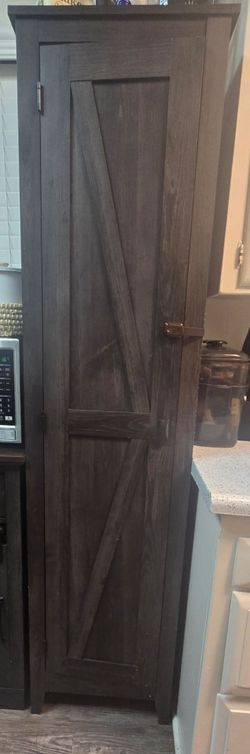 Tall Farmhouse Storage Cabinet Dark Gray
