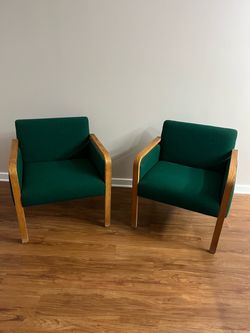 Dark Green Upholstered Arm Chairs