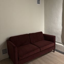 New Upholstered Studio Sofa - Claret Velvet