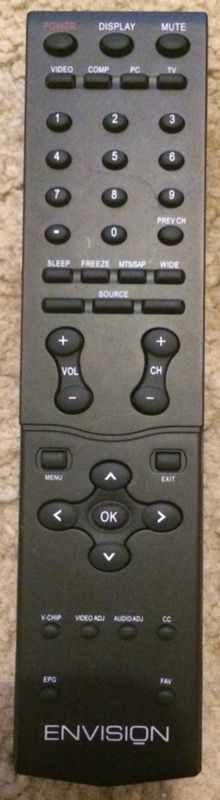 Envision lcd tv remote