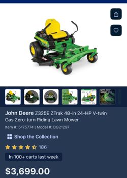 New John Deere Z325E ZTrak 48-in 24-HP V-twin Gas Zero-turn Riding Lawn Mower