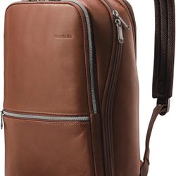 Samsonite Classic Leather Slim Backpack, Cognac