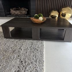 Restoration Hardware RH Dark Brown Solid Wood Coffee Table -  60x30x13