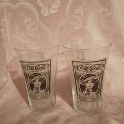 Vintage Coke A Cola Glasses 