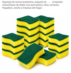 Esponjas de cocina resistentes, paquete de io - Limpiador antiarañazos de doble cara para platos, ollas, sartenes, fregadero, estufa у limpieza del