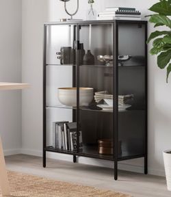 Ikea RUDSTA Glass-door cabinet, anthracite