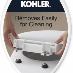 KOHLER 4636-RL-0 Cachet ReadyLatch Elongated Toilet Seat Slow Close, Soft Close Toilet Seat Quiet Lid, Contoured Grip-Tight Bumpers Installation Hardw