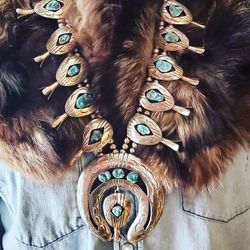 Vintage Turquoise Squash Blossom Necklace