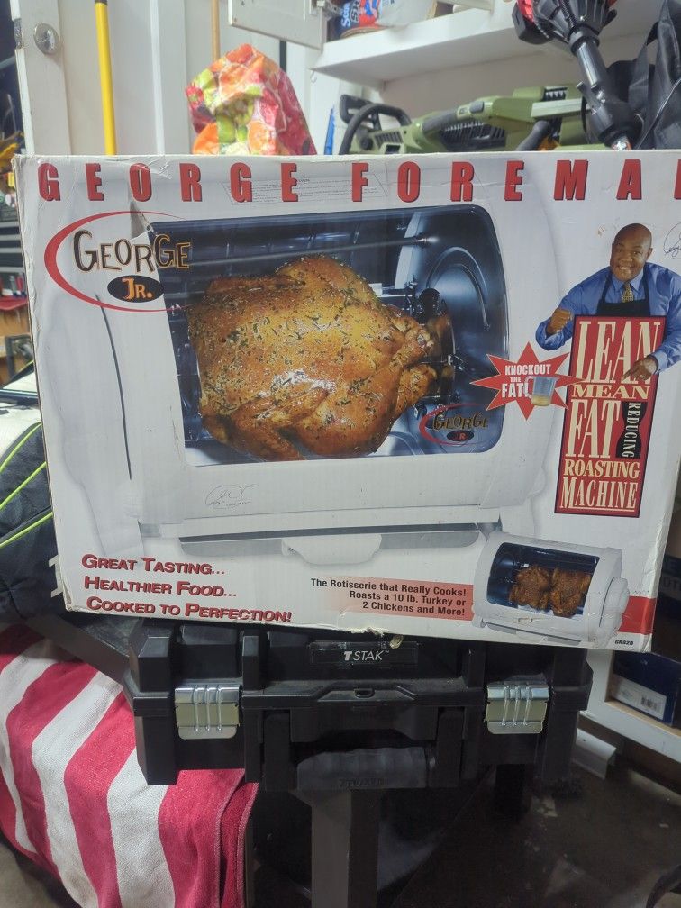 George Foreman George Jr. Rotisserie Grill Model GR82B BRAND NEW White Toaster Grill Healthy Roast