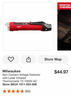 Milwaukee Non Contact Voltage Detector with Laser Infrared Thermometer 12-1000V AC