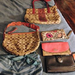 Six Items Of Women's Handbags Three Handbags Four Wallets