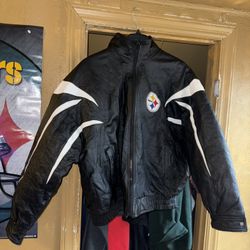 NFL Football Pro Player Pittsburgh Steelers Leather Jacket Coat Vintage Used 