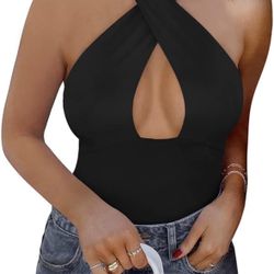 Size Small Black Bodysuit Never Worn -Halter 