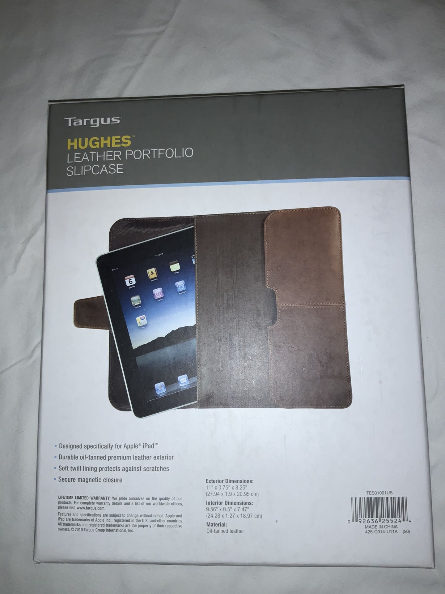 Apple IPad Targus Hughes Leather Portfolio Slip Case. (9.5 inches) Color Black