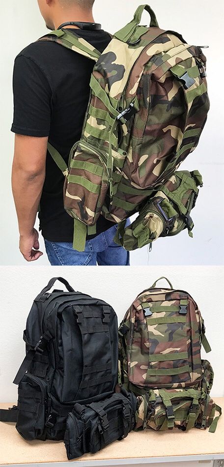 $25 each NEW 55L Outdoor Sport Bag Camping Hiking School Backpack (Black or Camouflage)