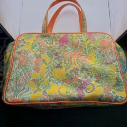 Lily Pulitzer Travel Makeup Bag, 3/4 Zip Floral 11.5W X 8T X 3.5D