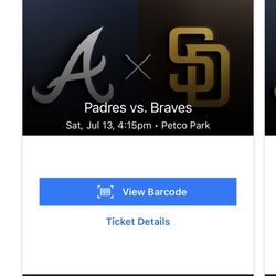 Padres Vs braves Tickets 7/13