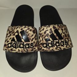 Adidas Adilette Sandals Brown Animal Print Slides Size 7