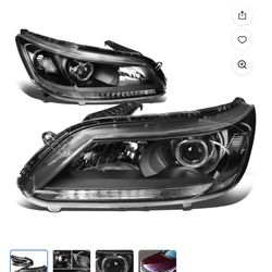 New in box DNA Motoring For 2013-2015 Honda Accord Sedan Pair Projector Headlight Black, HL-Lb-ha13-bl-cl1