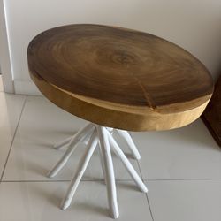 Brand new East at Main Merrill White Round Teakwood Accent Table