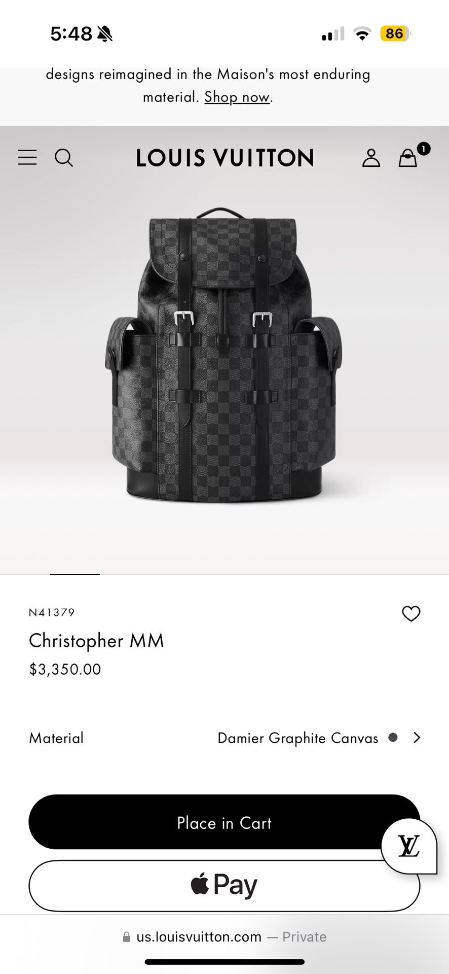 Louis Vuitton Christopher MM Damier Backpack