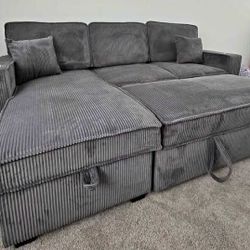 New Sleeper Sectional Couch With Storage / Free Delivery 
