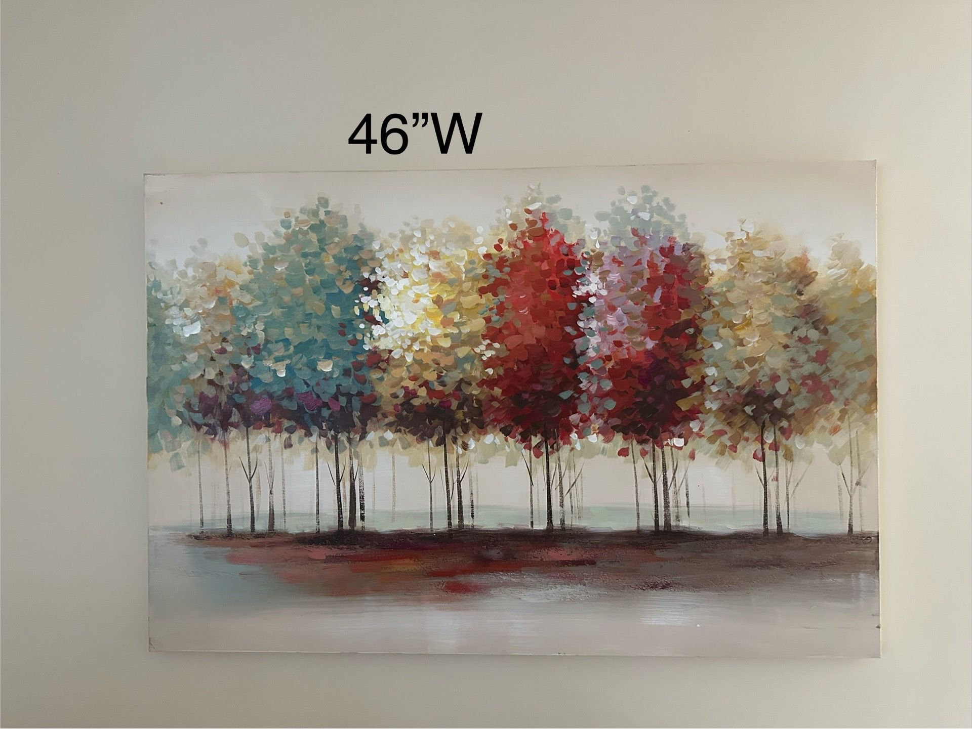 Colorful Abstract Tree Painting 46"W