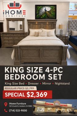 King size bed frame dresser mirror nighstand